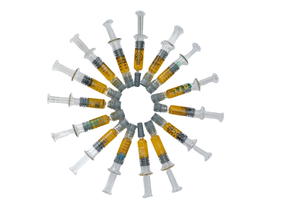 Glass syringe with Hemp oil inside