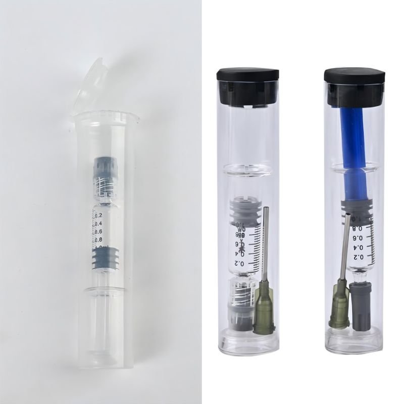 Image of Cannabis syringes in plastic tubes