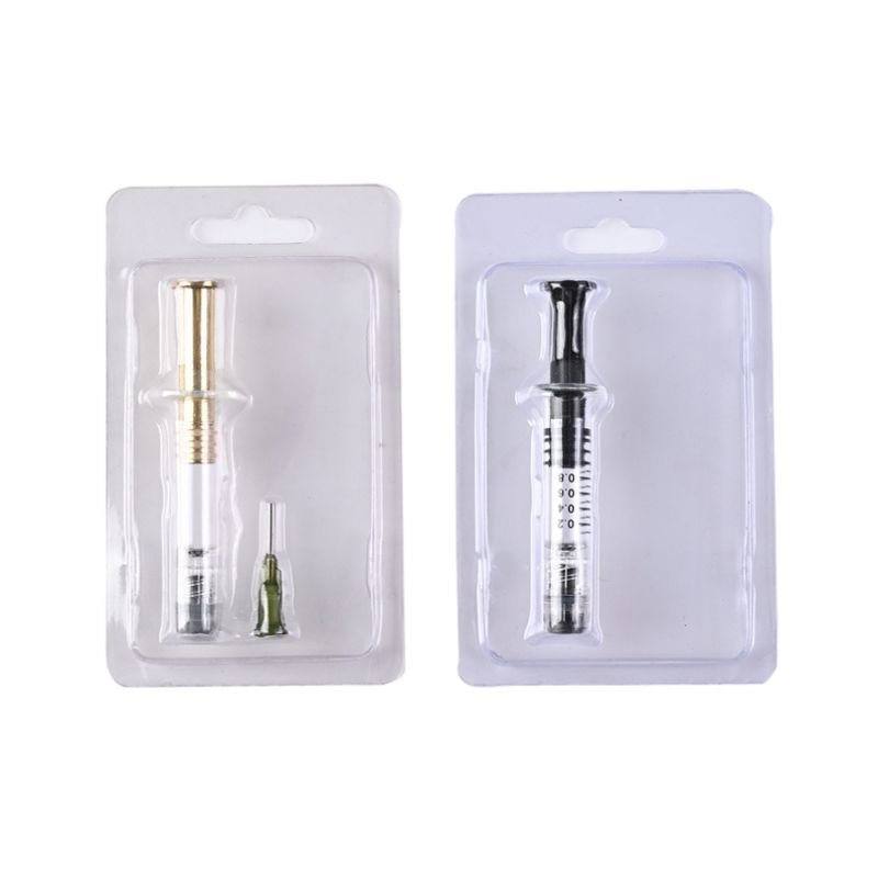image of Cannabis syringes in the blister clamshell packaging