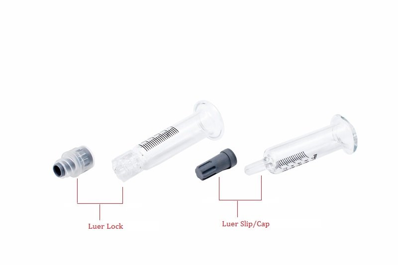 Image of luer lock syringe and luer slip comparison