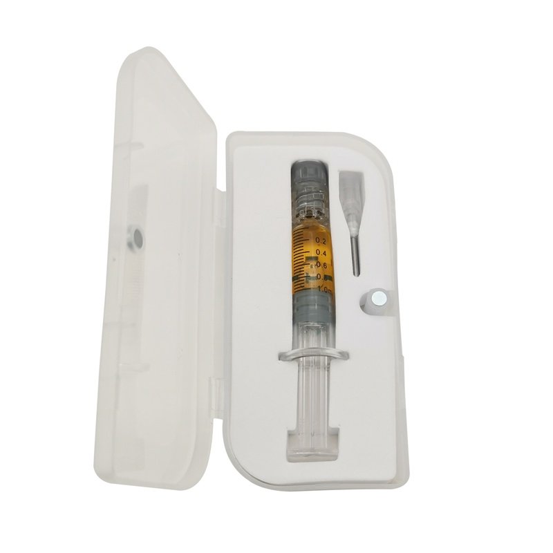1ml distillate glass syringe with magnet plastic box packaging