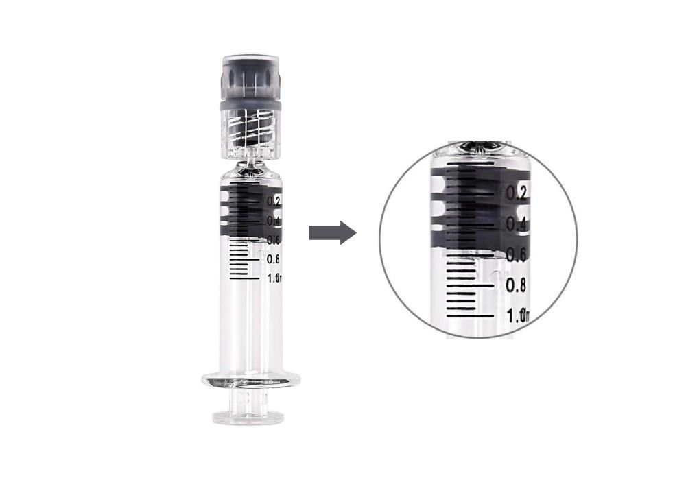 image of 1ml glass syringe with measurements