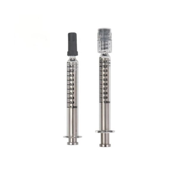 image of 1ml long skinny syringes with silver metal plungers